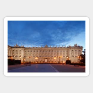 Royal Palace, Palace, Palacio Real, Plaza de Oriente, dusk, Madrid, Spain, Europe Sticker